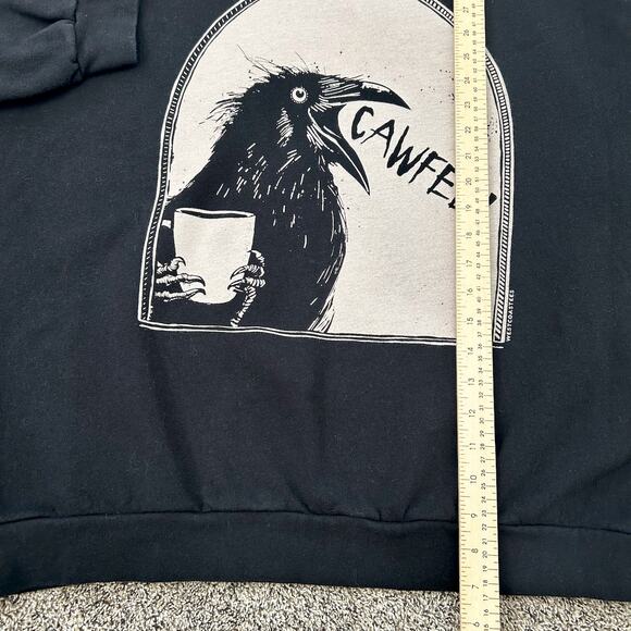 American Apparel “CAWFEE!” Raven Graphic Crewneck Sweatshirt Unisex XL - Picture 7 of 7